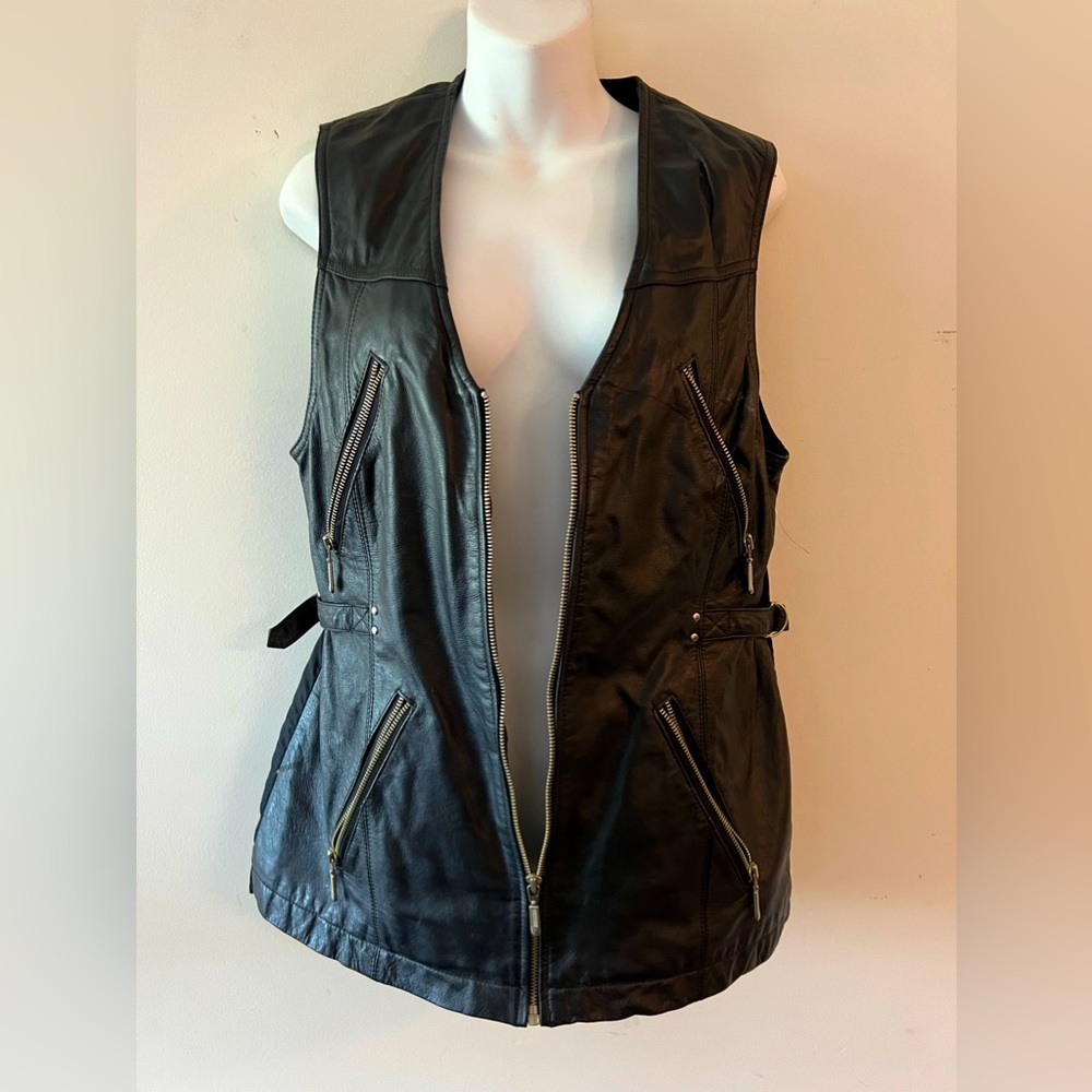 Black Leather Vintage Vest